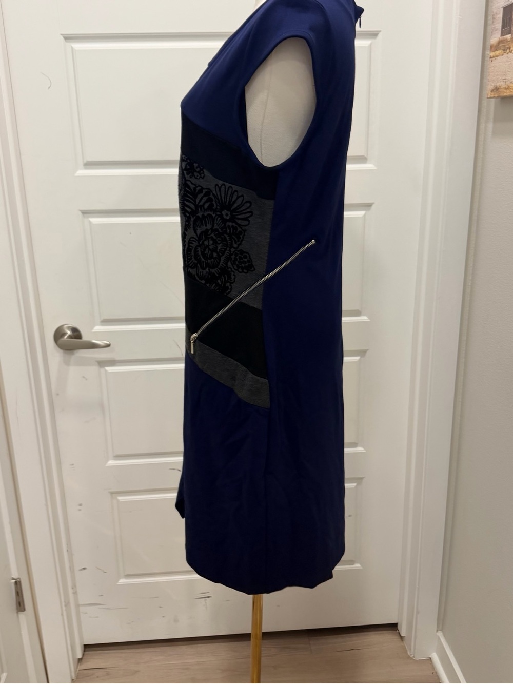 Desigual Navy and Black Floral Asymmetrical Sheath Dress - Picture 8 of 10
